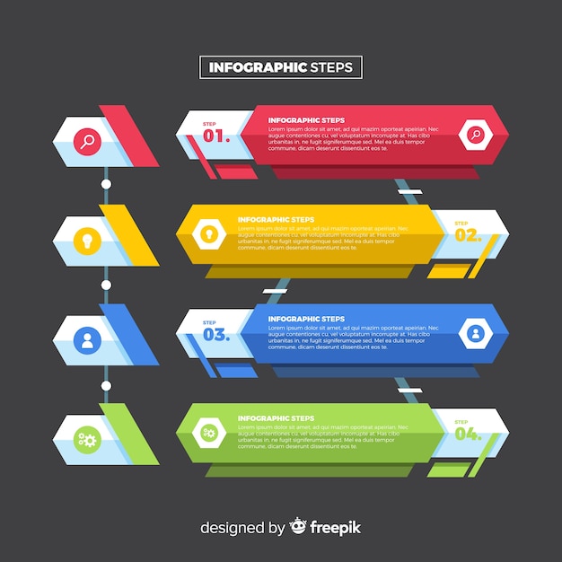 Flat design infographic steps