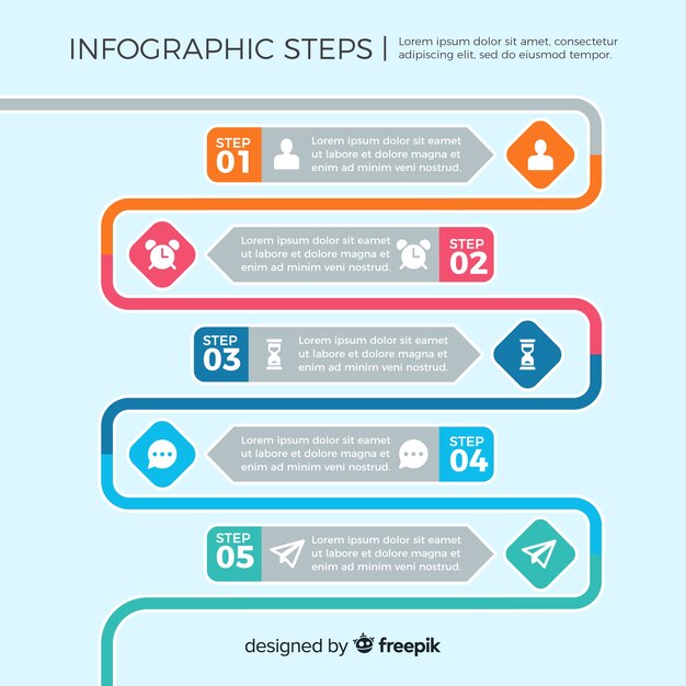 Flat design infographic steps