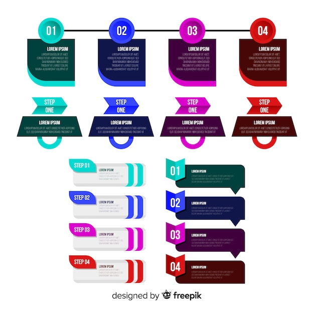 Free vector flat design infographic steps