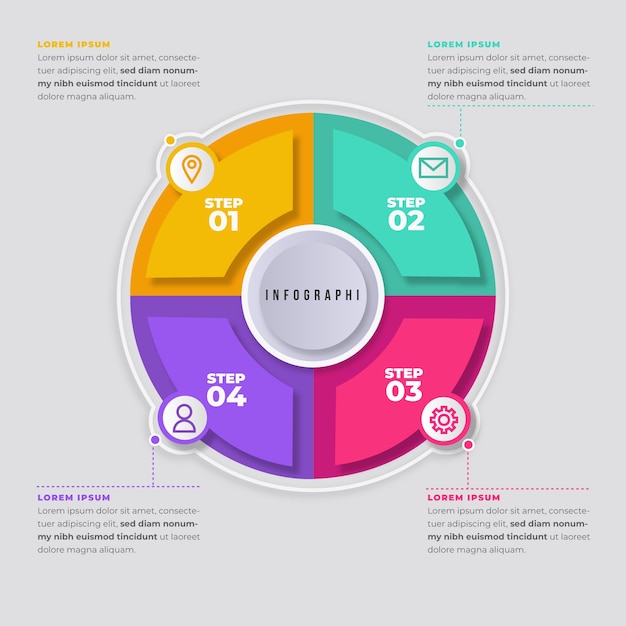 Passaggi di infografica design piatto