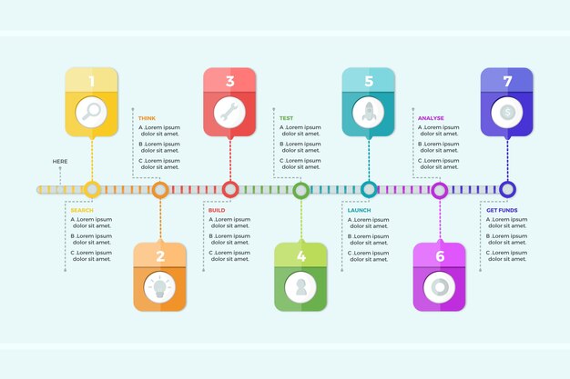 Flat design infographic steps