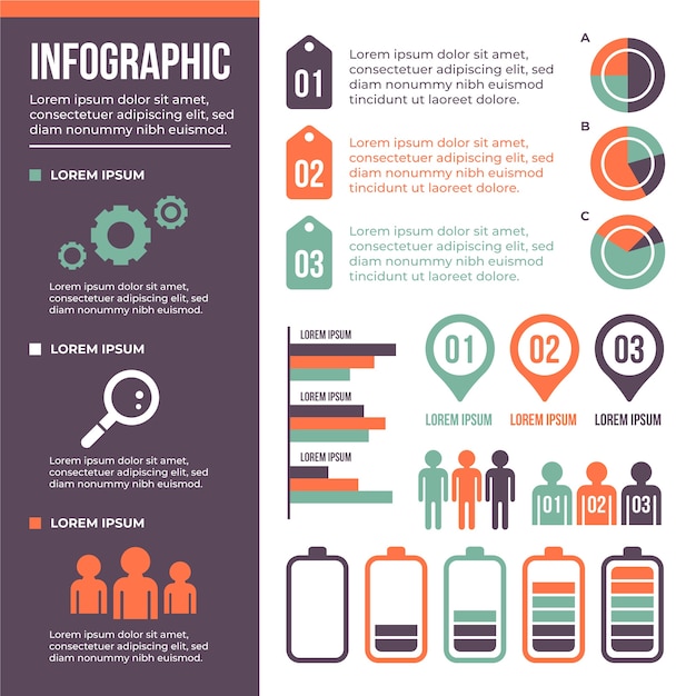 무료 벡터 복고풍 색상 디자인 플랫 디자인 infographic