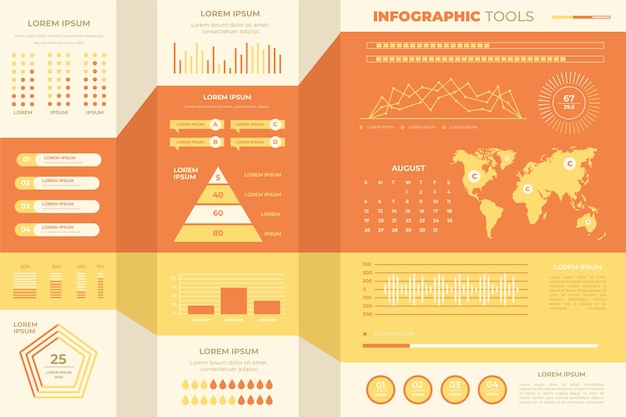 Design piatto infografica con colori retrò