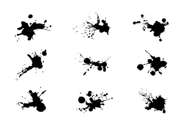 Flat design ink splash element set