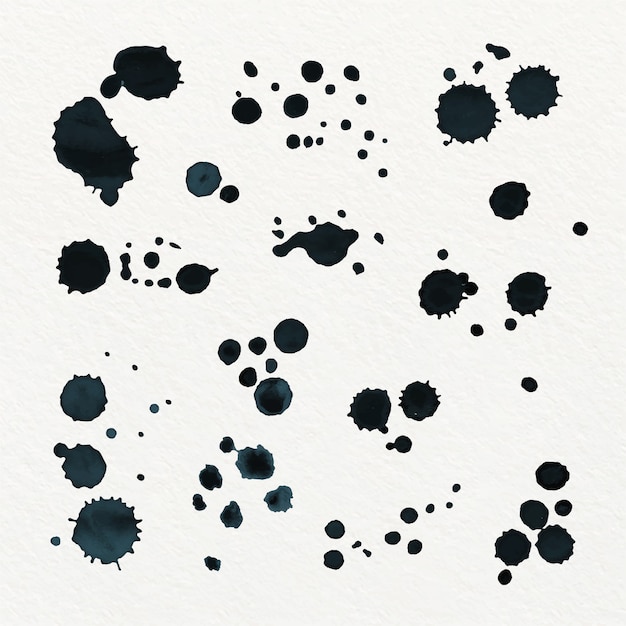 abstract black and white watercolor paint splashes on white