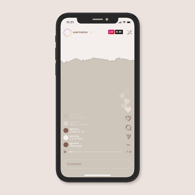 Flat design instagram live interface