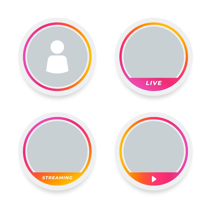 Free Vector flat design instagram live user frame set