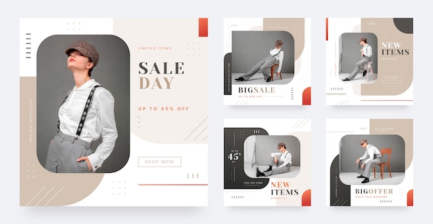 Flat design instagram post design template