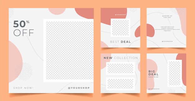 Flat design instagram posts discount template