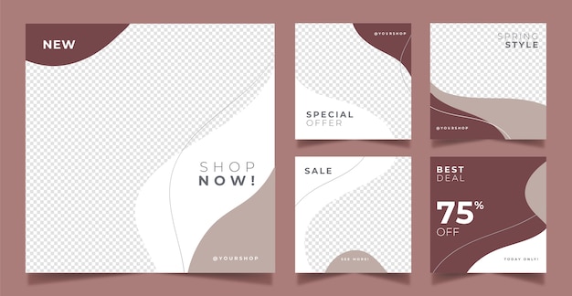 Flat design instagram posts discount template