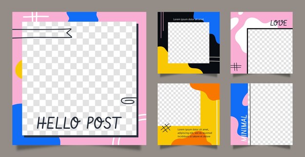 Free vector flat design instagram posts minimal design