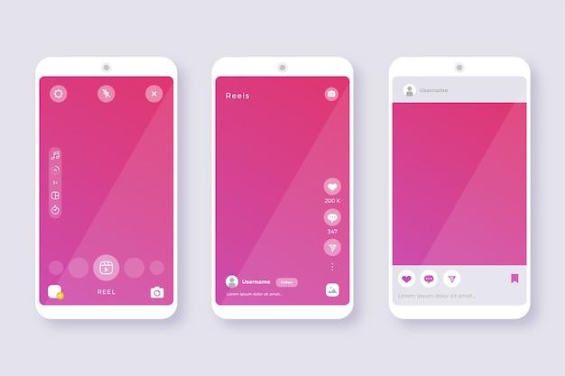 Flat design instagram reels interface template