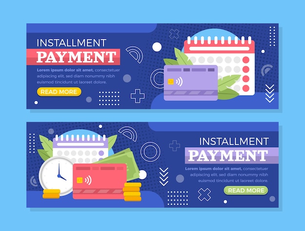 Free vector flat design installment horizontal banner