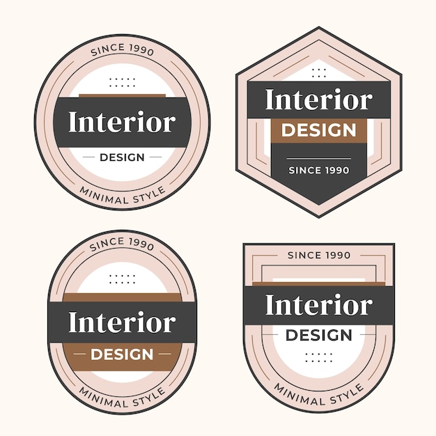 Vettore gratuito etichette di design per interni dal design piatto