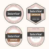 Vettore gratuito etichette di design per interni dal design piatto