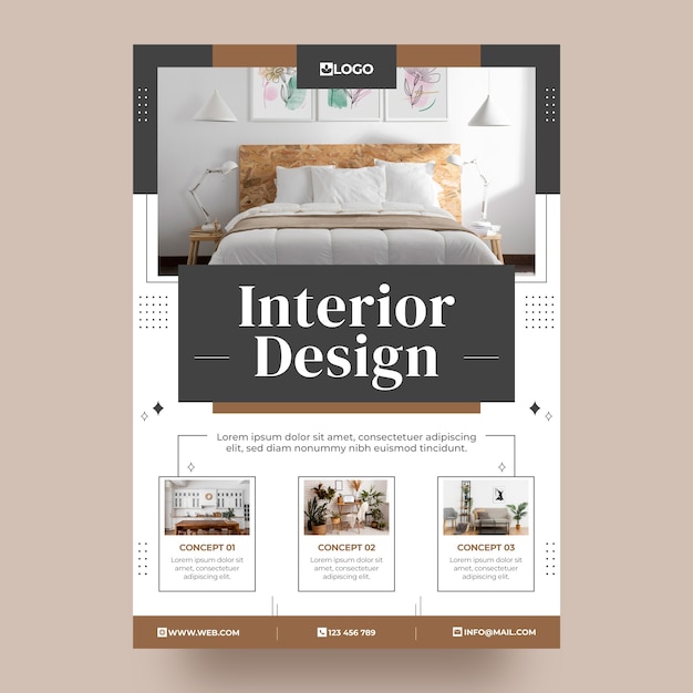 Free vector flat design interior design poster