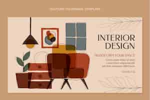 Free vector flat design interior design youtube thumbnail template