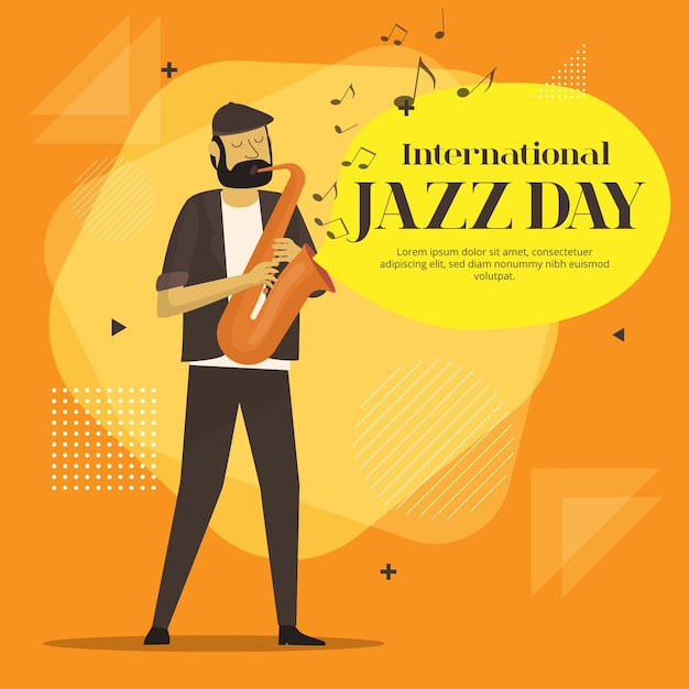 Vettore gratuito design piatto internationa jazz day design