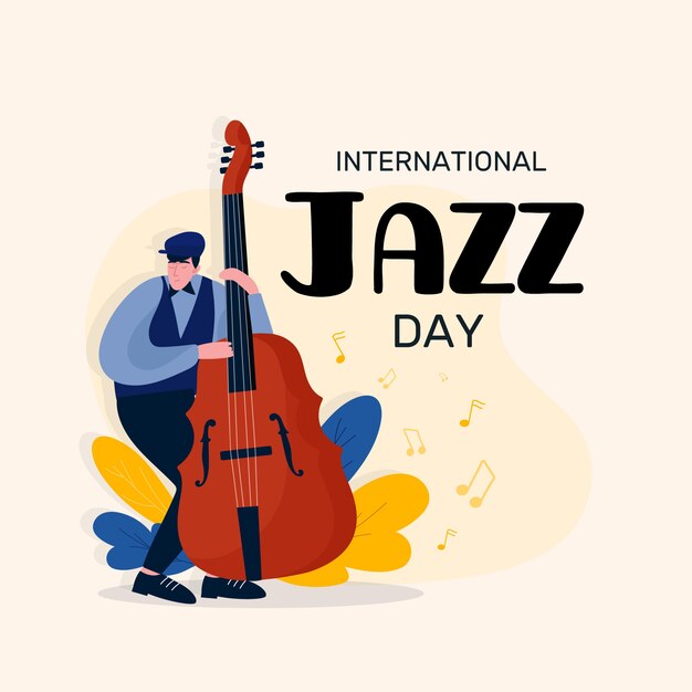 Flat design internationa jazz day event