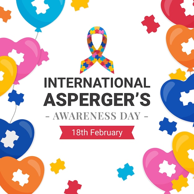 Flat design international asperger’s awareness day background