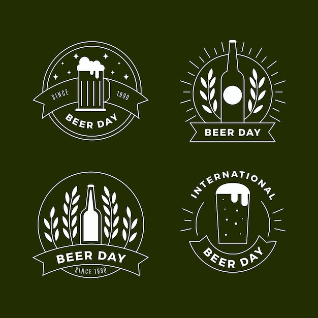 Flat design international beer day badges