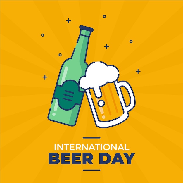 Flat design international beer day concept