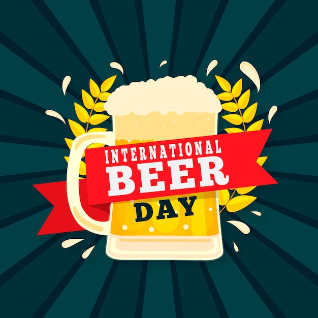 Flat design international beer day concept