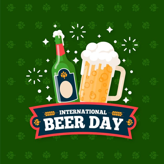 Flat design international beer day concept