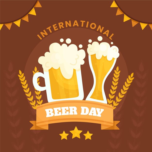 Flat design international beer day concept