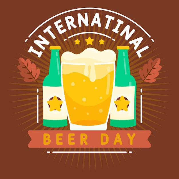 Flat design international beer day concept