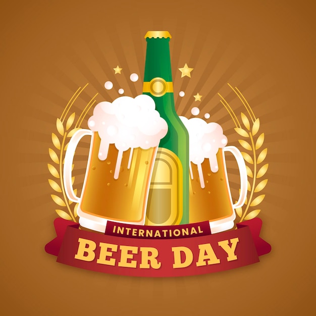 Vettore gratuito concetto di giornata internazionale della birra design piatto