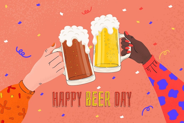 Плоский дизайн Международный день пива Концепция
