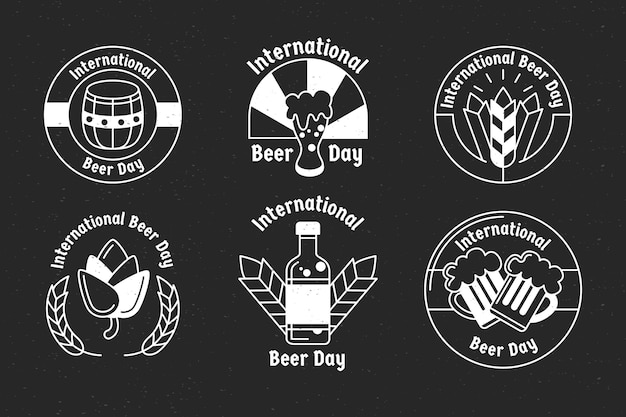 Free vector flat design international beer day labels