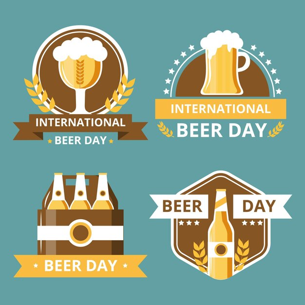 Flat design international beer day labels