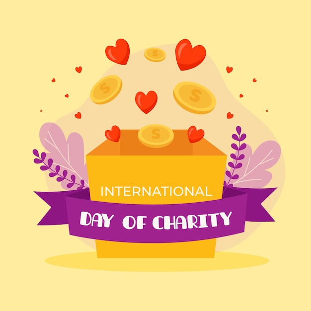 Flat design international day of charity concept