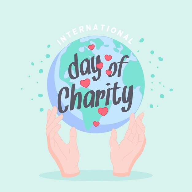 Flat design international day of charity concept