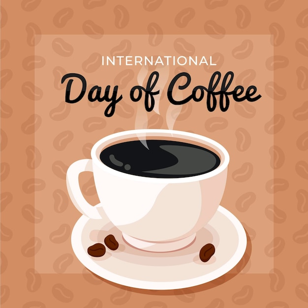Flat design international day of coffee background with cup