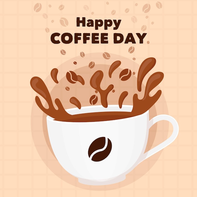 머그잔과 커피의 평면 디자인 국제 날