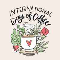 Free vector flat design international day of coffee