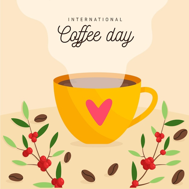 Free vector flat design international day of coffee