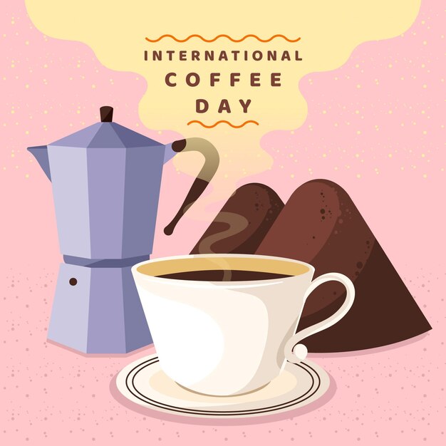 Flat design international day of coffee