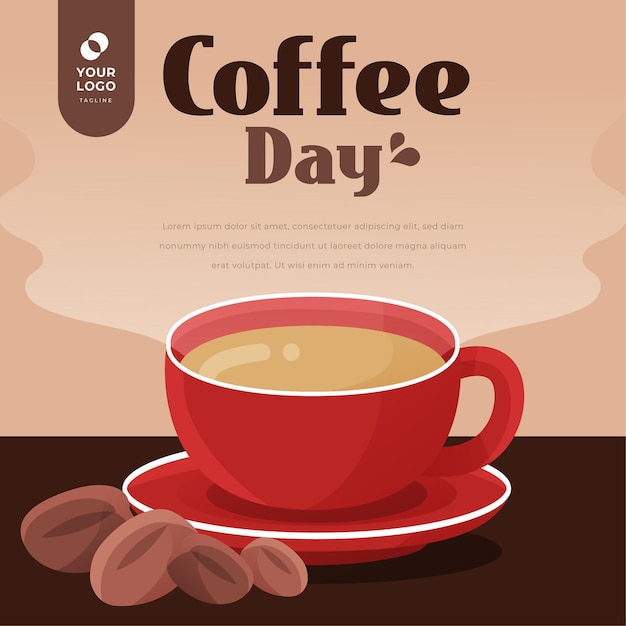 Free vector flat design international day of coffee