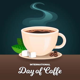 コーヒーのフラットデザイン国際デー 無料ベクター