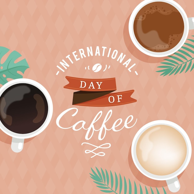 コーヒーのフラットデザイン国際デー