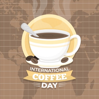 コーヒー​の​フラット​デザイン​国際デー