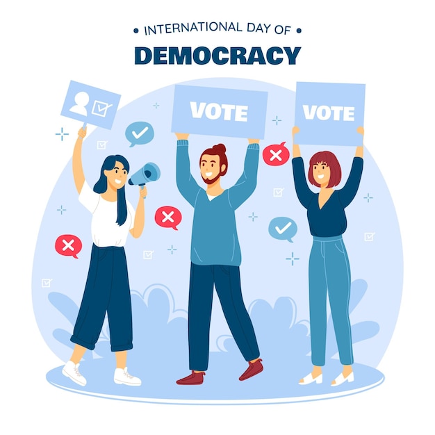 Плоский дизайн международный день демократии с людьми