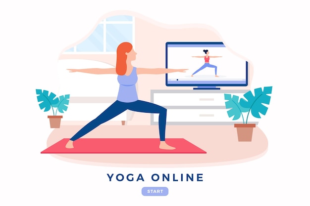 Free vector flat design international day of online yoga