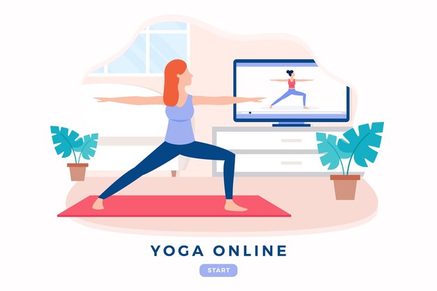 Плоский дизайн международный день онлайн йоги