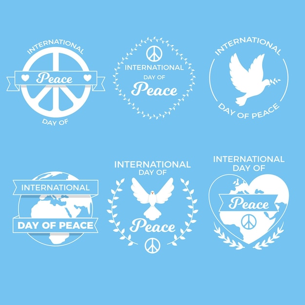 Free vector flat design international day of peace badges