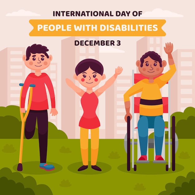 Vettore gratuito giornata internazionale delle persone con disabilità design piatto
